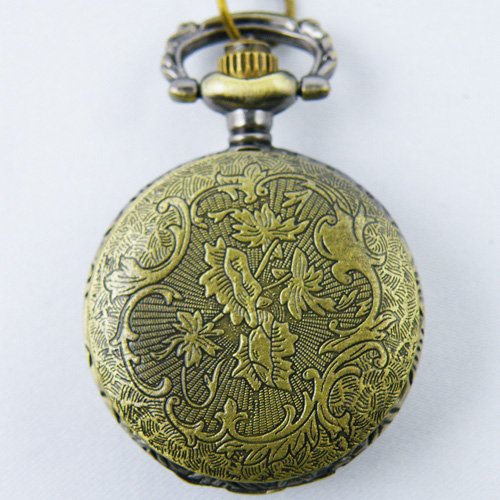 Antique Hollow Copper Pocket Watch Necklace Chain Gift