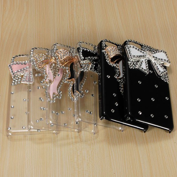 3D Bling Crystal Diamond Rhinestone Bow Hard Back Case For iPhone 5C