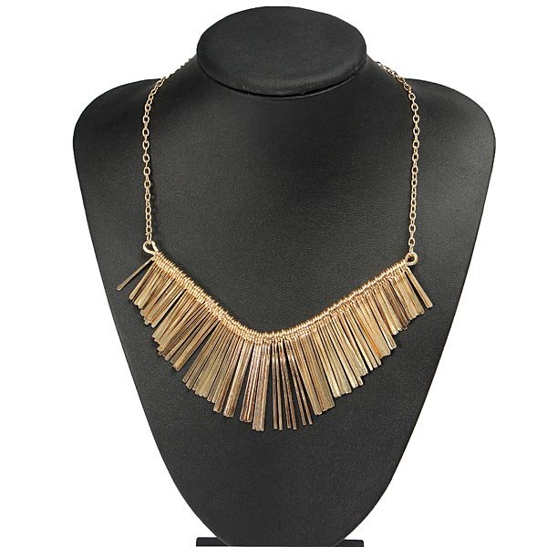 Punk Gold Metal Multilayer Tassels Chain Choker Collar Necklace