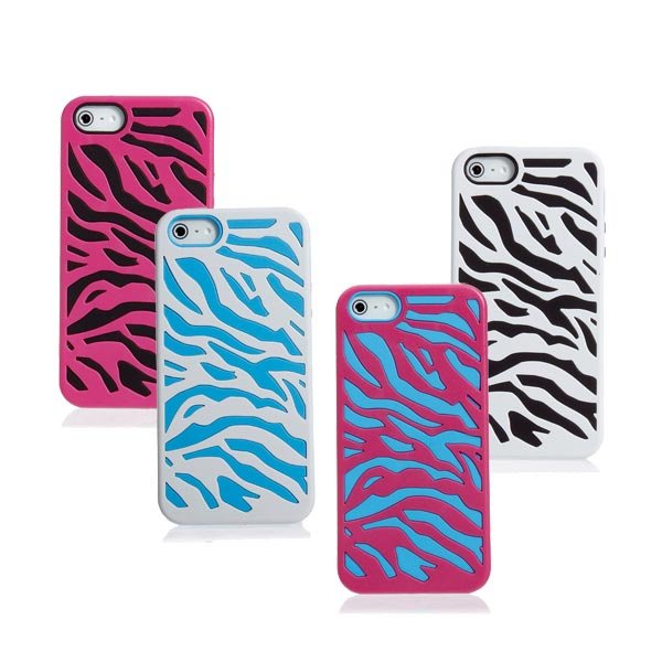 Zebra Design Hard Soft Combo Silicone Case Cover for iPhone 5 5G
