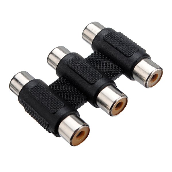 3-RCA AV Audio Video Coupler Female to Female Adapter