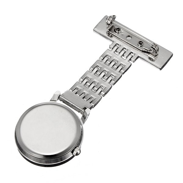 Silver Stainless Steel Quartz Brooch Doctor Nurse Pocket Watch