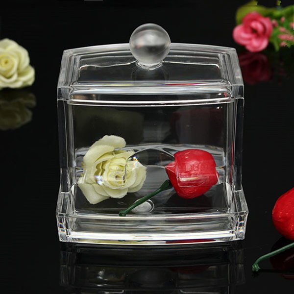 Crystal Acrylic Cotton Swab Organizer Lathy Article Storage Box