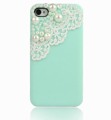 Cute Pearl Lace Ice Cream Hard Case Screen Protector For iPhone 4 4S