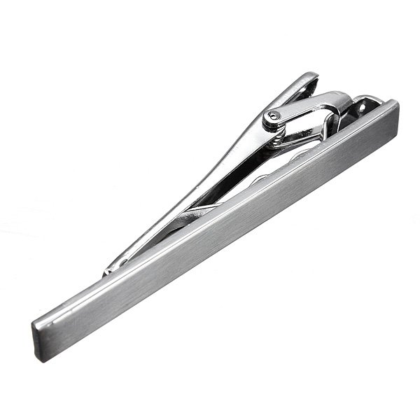 Men's Metal Silver Tone Simple Necktie Tie Clip