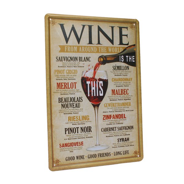 Wine Tin Sign Vintage Retro Metal Plaque Pub Bar Wall Decor