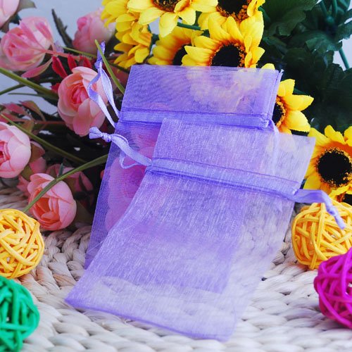 100 Pcs 7X9cm Purple Organza Pouch Jewellery Gift Bag