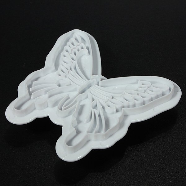 2PCS White Plastic Butterfly Cake Cookies Mold Cutter Decorating Tool