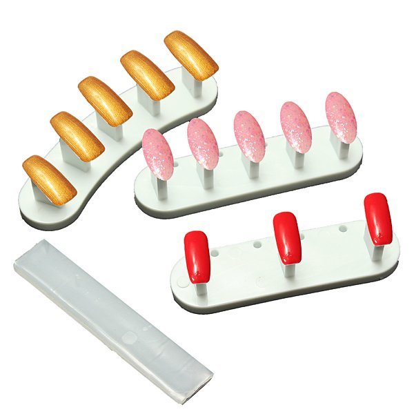 3Pcs Plastic Nail Art Tips Display Practice Tools Stand Holder