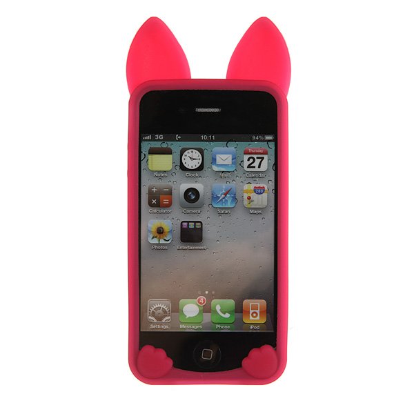 Apple Iphone 4 4G 4S Cute Cat Ear Silicone Case Cover