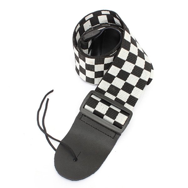 Guitar Strap Black & White Checkerboard Nylon Leather