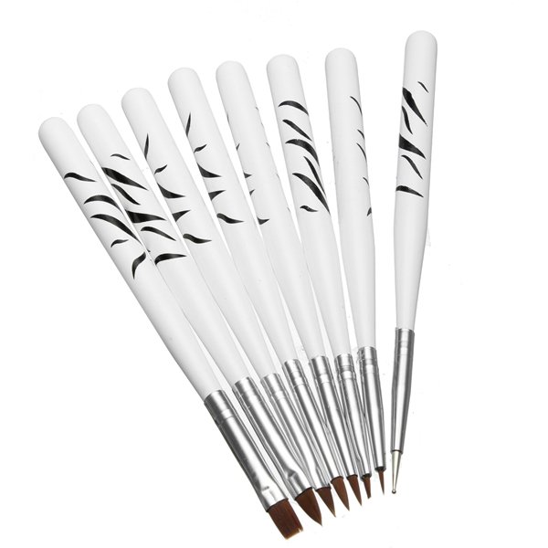 8PCS Nail Art Design Polish Brush Painting Pen Set Drawing Liners Tool