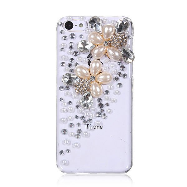Pearl Rhinestone Diamond Crystal Bling Clear Case For iPhone 5C