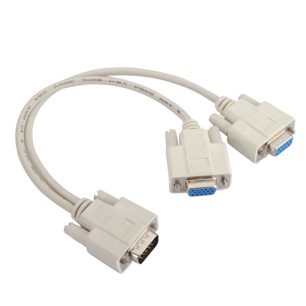 1 PC TO 2 VGA SVGA MONITOR Y SPLITTER CABLE LEAD 15 PIN