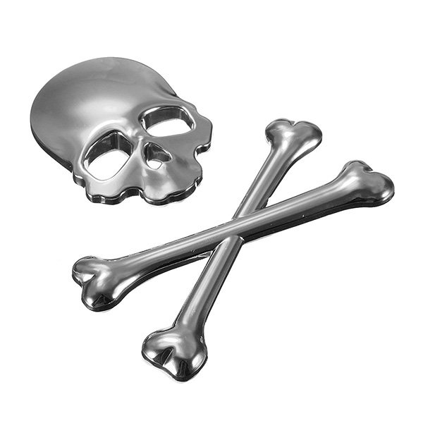 Car 3D Skeleton Skull Bone Emblem Badge Logo Metal Sticker Decal