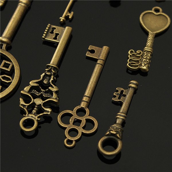 12pcs Vintage key Charms Accessories Jewelry Antique Charms/Pendants