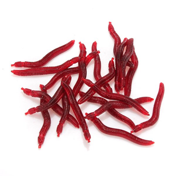 80x 4cm EarthWorm Fish Lure Red Worms Plastic Fishing Lures Soft Baits