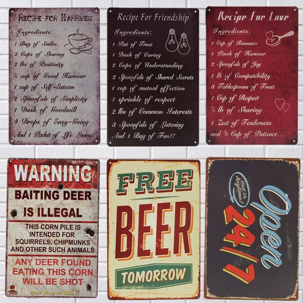 Tin Sign Vintage Metal Plaque Home Bar Cafe Garage Pub Wall Decor