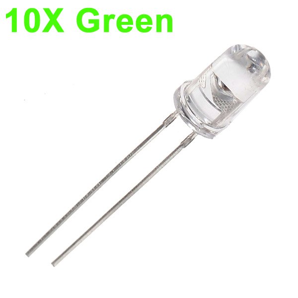 10pcs 5mm 3000-6000mcd LED Bright Decoration Torch Toy Light Green