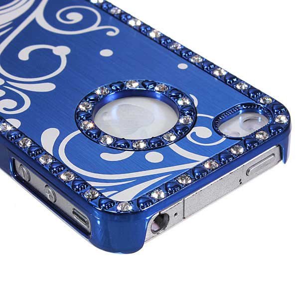 Aluminum Diamond Rhinestone Chrome Bling Hard Case For iPhone 4 4S