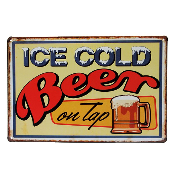 Cold Beer Sign Wall Decor Metal Plaques Vintage Decorative Painting