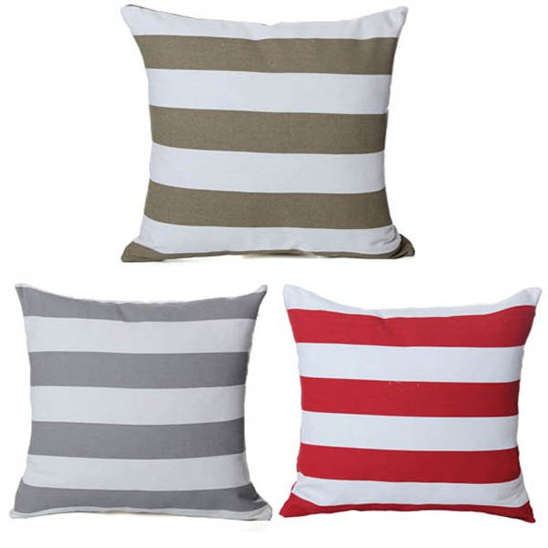 Stripe Canvas Throw Pillow Cover Bed Sofa Car Seat Pillowcase