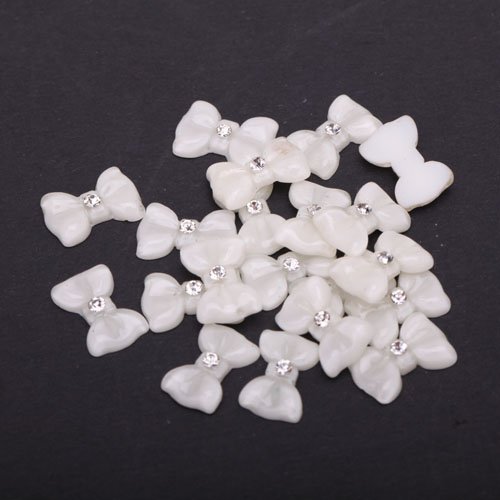 20X 3D White Acrylic Big Bow Tie Nail Art DIY Decorations
