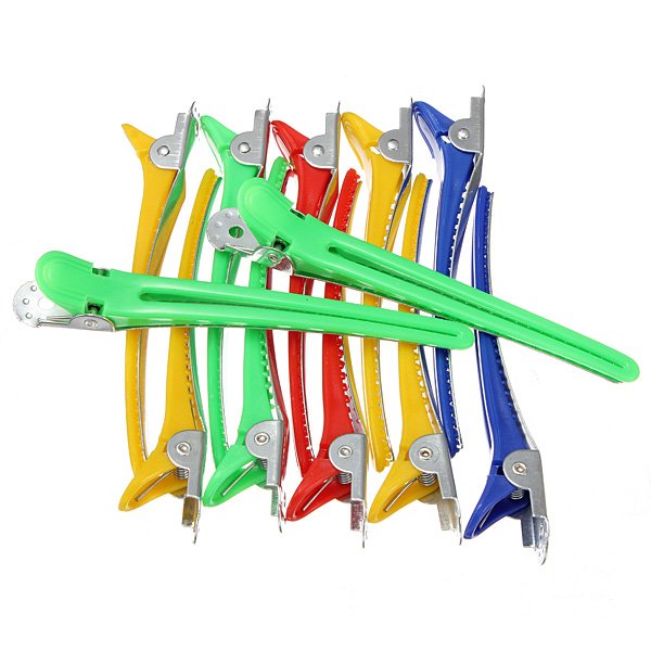 12Pcs Colorful Hairdressing Salon Sectioning Clips Duck Clamps Hair Styling Grip