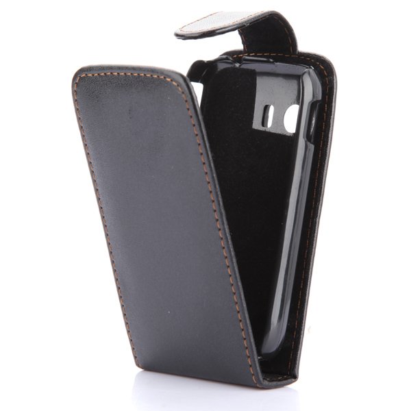 BLACK Flip PU Leather Pouch Case Cover For Samsung Galaxy Y S5360 NEW