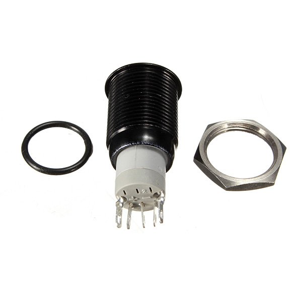 12V Black Aluminum Metal Switch LED Button Latching Momentary 16mm