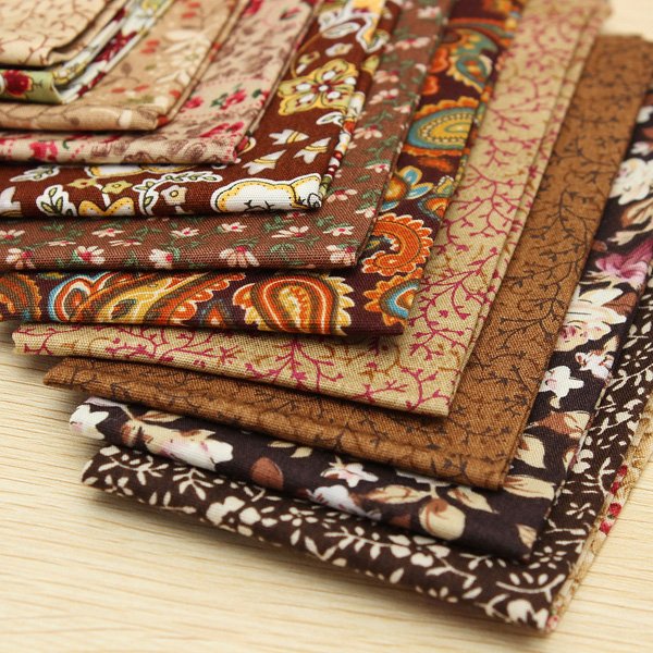 12PCS Coffee Series Cotton Patchwork Fabric DIY Quilting Cloth