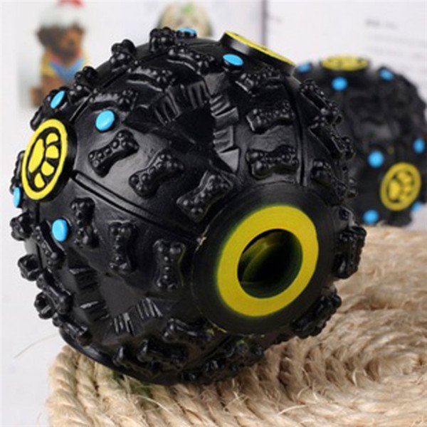 Fantastic Black Bone Pattern Pet Dog Feeding Ball Sound Toy