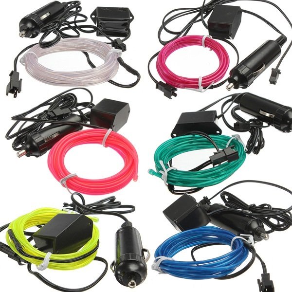 3M EL Neon Light Effect Light Cable Cord Wire 12V Inverter