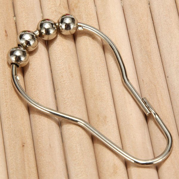 Vintage Stainless Steel Shower Bath Curtain Rings Hook