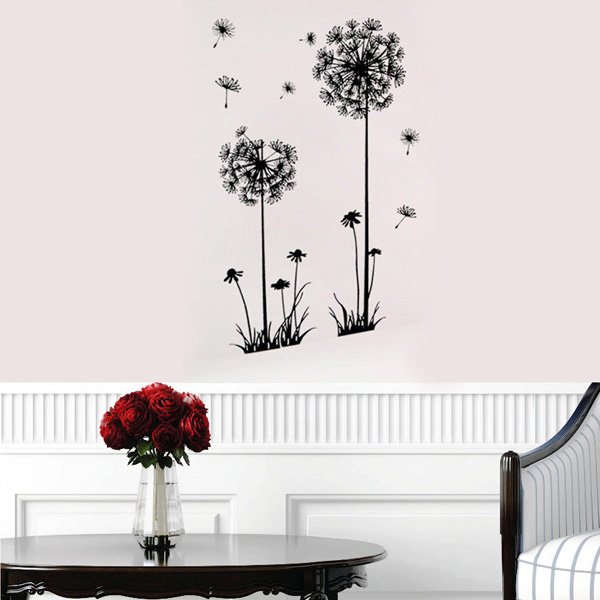 Decorative Dandelion Wall Stickers Brown Wallpaper
