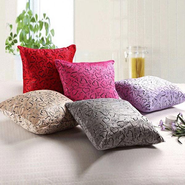 Soft Velboa Sweet Heart Zippered Pillow Case Sofa Decor Cushion Cover