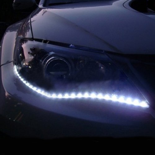 2PCs White 30 LED Side Shine Head Lights DRL Headlight Strips