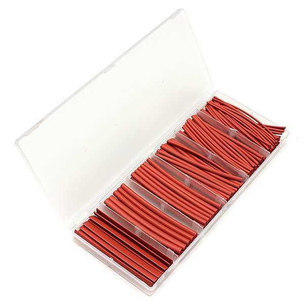 160Pcs 2:1 Polyolefin Halogen-Free Red Heat Shrink Tubing 6 Sizes
