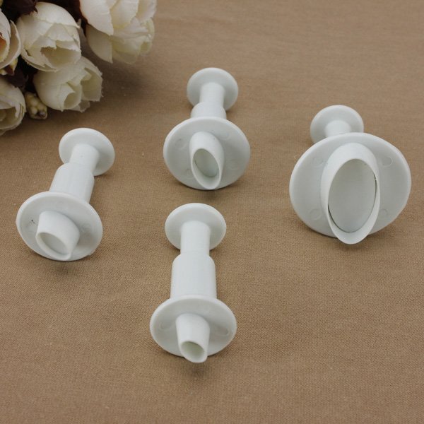 4pcs Cake Plunger Oval Shape Cutters Fondant Molds