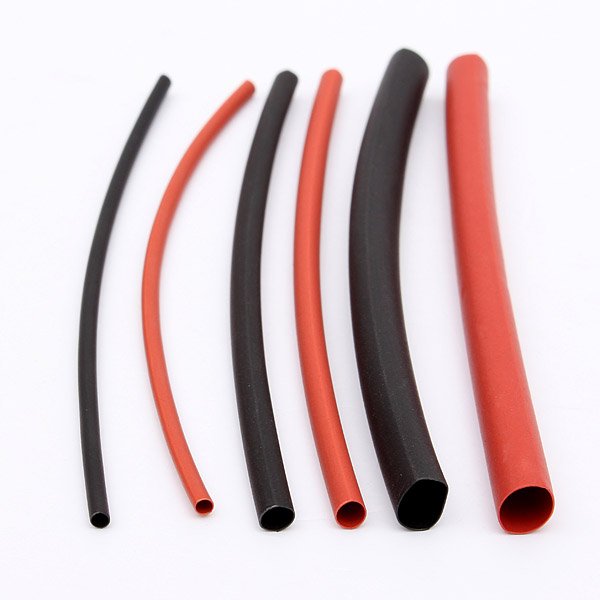 190Pcs 3 Sizes Black Red Polyolefin 2:1 Heat Shrink Tubing Sleeving