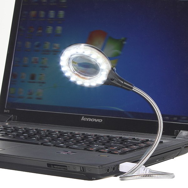 Flexible White USB 18 LED Lamp Magnifer For Laptop PC Computer