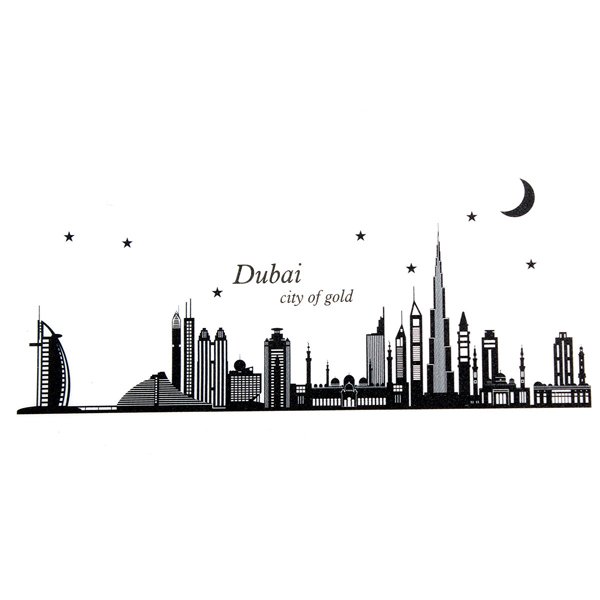Fluorescent Glow Dubai City Building Luminous Wall Sticker