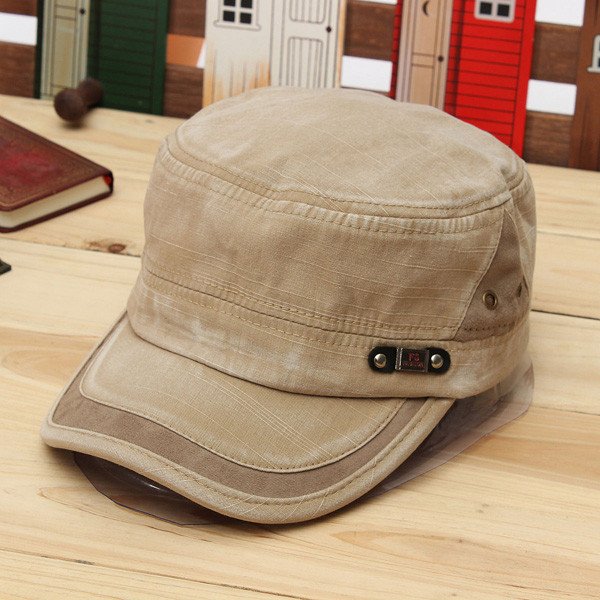 Man Woman Vintage Military Washed Cadet Hat Army Plain Flat Cap