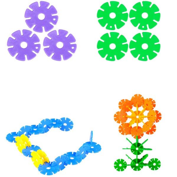 128 Pcs Multicolor Snowflake Building Kid Educational Baby Toy Puzzle