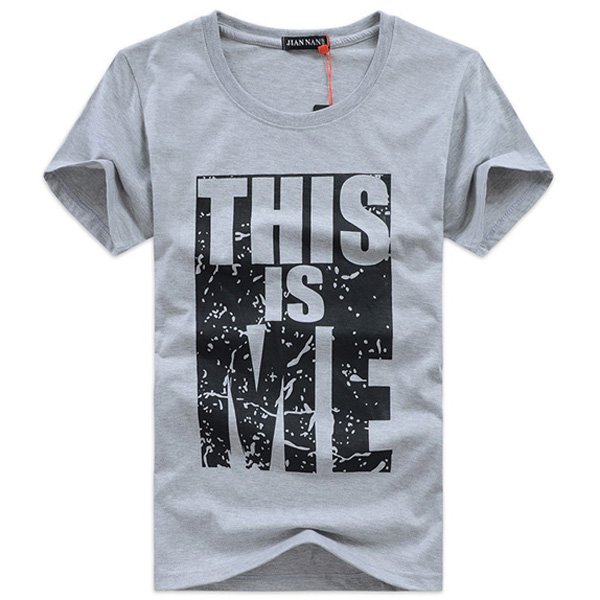 Men's Solid Color Cotton O-Neck Short Sleeve Printing T-shirts