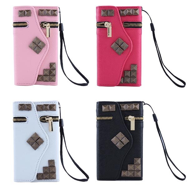 Zipper Wallet Card Flip PU Leather Case Cover For iPhone 5 5S