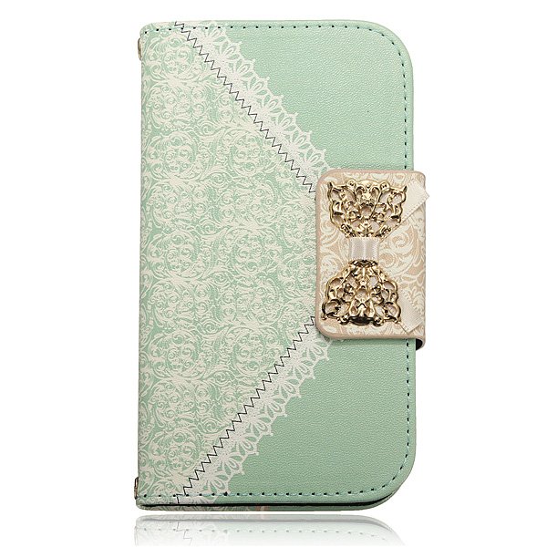 Magnetic Lace Bowknot Leather Wallet Case For Samsung Galaxy S4 i9500
