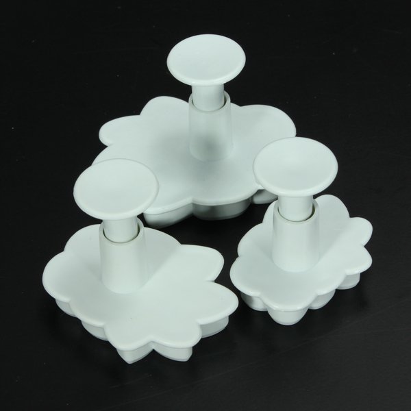 3PCS Flower Cake Cutter Cookie Sugarcraft Fondant Decorating Mold