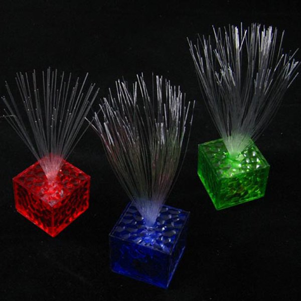 7 Color Changing Optical Fiber Flashing LED Cube Night Light Lamp