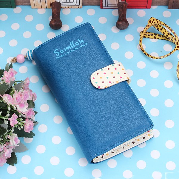Women Long Wallet Lady Wave Point Zipper Bag Card Holder Clutch Purse